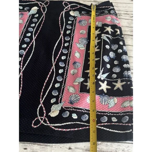 Talbots Navy Pink Shell Starfish Beach Nautical Print Pencil Side Zip Skirt 6 P - Picture 8 of 9